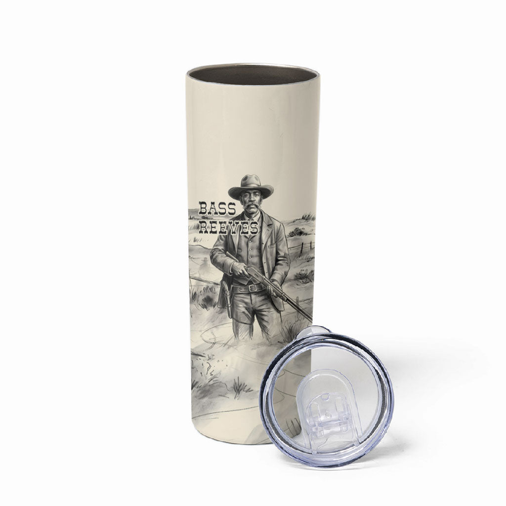 Bass Reeves Lawman Western Marshal Skinny Tumbler Vintage Charcoal Sketch Indomitable Black Cowboy Legend