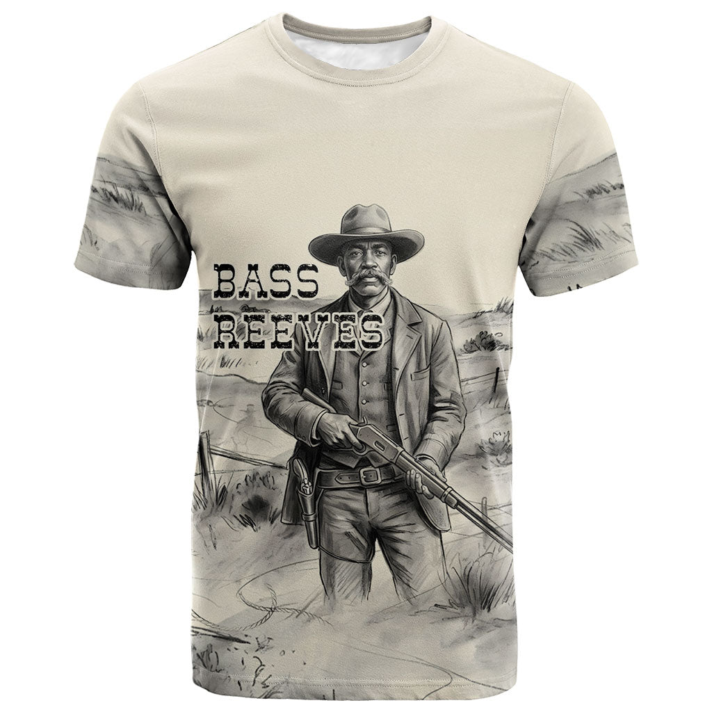 Bass Reeves Lawman Western Marshal T shirt Vintage Charcoal Sketch Indomitable Black Cowboy Legend