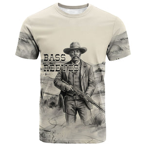 Bass Reeves Lawman Western Marshal T shirt Vintage Charcoal Sketch Indomitable Black Cowboy Legend