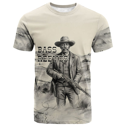 Bass Reeves Lawman Western Marshal T shirt Vintage Charcoal Sketch Indomitable Black Cowboy Legend
