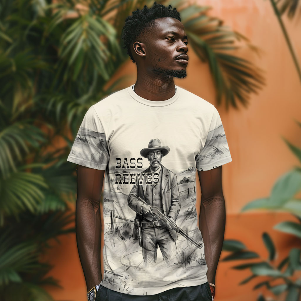 Bass Reeves Lawman Western Marshal T shirt Vintage Charcoal Sketch Indomitable Black Cowboy Legend