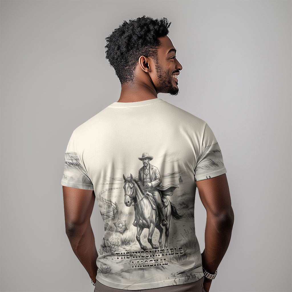 Bass Reeves Lawman Western Marshal T shirt Vintage Charcoal Sketch Indomitable Black Cowboy Legend
