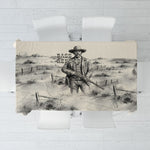 Bass Reeves Lawman Western Marshal Tablecloth Vintage Charcoal Sketch Indomitable Black Cowboy Legend