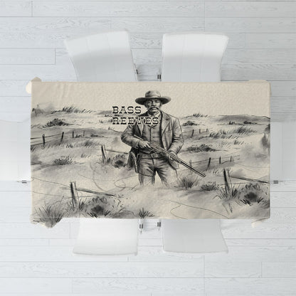 Bass Reeves Lawman Western Marshal Tablecloth Vintage Charcoal Sketch Indomitable Black Cowboy Legend