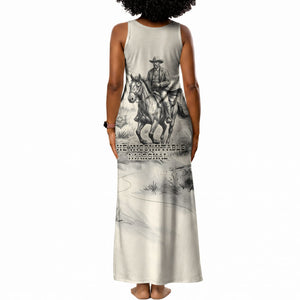 Bass Reeves Lawman Western Marshal Tank Maxi Dress Vintage Charcoal Sketch Indomitable Black Cowboy Legend