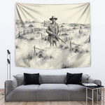 Bass Reeves Lawman Western Marshal Tapestry Vintage Charcoal Sketch Indomitable Black Cowboy Legend