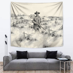 Bass Reeves Lawman Western Marshal Tapestry Vintage Charcoal Sketch Indomitable Black Cowboy Legend