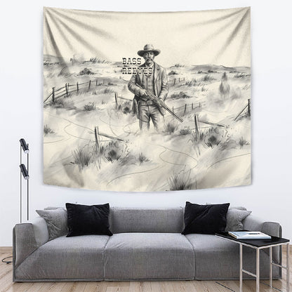Bass Reeves Lawman Western Marshal Tapestry Vintage Charcoal Sketch Indomitable Black Cowboy Legend