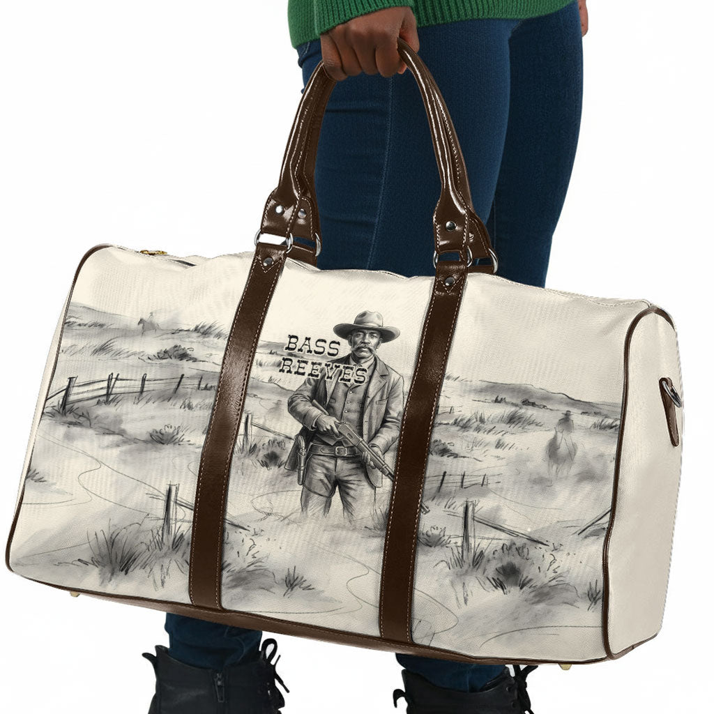 Bass Reeves Lawman Western Marshal Travel Bag Vintage Charcoal Sketch Indomitable Black Cowboy Legend