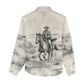 Bass Reeves Lawman Western Marshal Women Casual Shirt Vintage Charcoal Sketch Indomitable Black Cowboy Legend