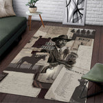 Bass Reeves Black Cowboy Lawman Area Rug Vintage Newspaper Collage Old West Legend Sketch