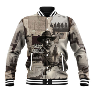 Bass Reeves Black Cowboy Lawman Baseball Jacket Vintage Newspaper Collage Old West Legend Sketch