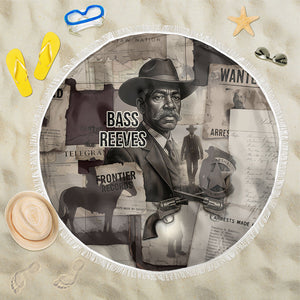 Bass Reeves Black Cowboy Lawman Beach Blanket Vintage Newspaper Collage Old West Legend Sketch