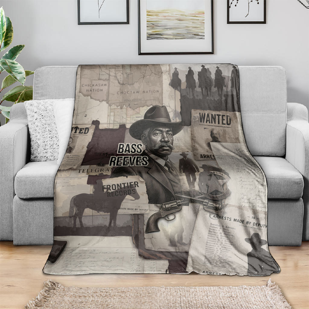Bass Reeves Black Cowboy Lawman Blanket Vintage Newspaper Collage Old West Legend Sketch