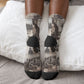 Bass Reeves Black Cowboy Lawman Crew Socks Vintage Newspaper Collage Old West Legend Sketch