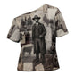 Bass Reeves Black Cowboy Lawman Cross Shoulder Shirt Vintage Newspaper Collage Old West Legend Sketch