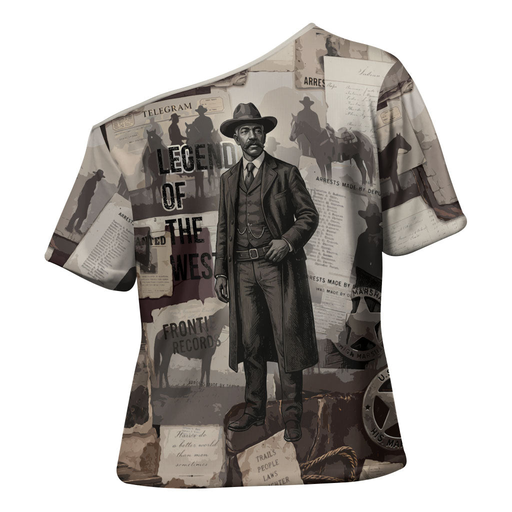 Bass Reeves Black Cowboy Lawman Cross Shoulder Shirt Vintage Newspaper Collage Old West Legend Sketch