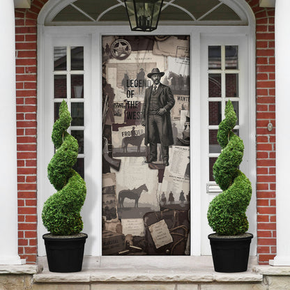 Bass Reeves Black Cowboy Lawman Door Cover Vintage Newspaper Collage Old West Legend Sketch