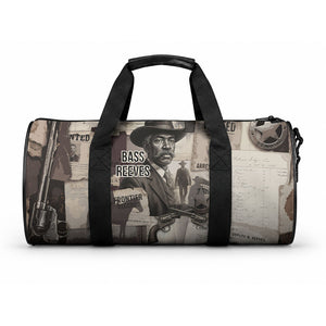 Bass Reeves Black Cowboy Lawman Duffle Bag Vintage Newspaper Collage Old West Legend Sketch