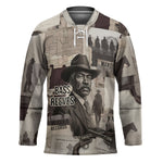 Bass Reeves Black Cowboy Lawman Hockey Jersey Vintage Newspaper Collage Old West Legend Sketch