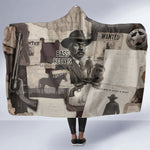 Bass Reeves Black Cowboy Lawman Hooded Blanket Vintage Newspaper Collage Old West Legend Sketch