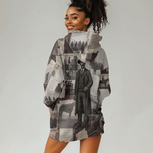 Bass Reeves Black Cowboy Lawman Hoodie Dress Vintage Newspaper Collage Old West Legend Sketch