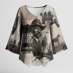 Bass Reeves Black Cowboy Lawman Kimono Sleeve Blouse Vintage Newspaper Collage Old West Legend Sketch