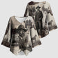Bass Reeves Black Cowboy Lawman Kimono Sleeve Blouse Vintage Newspaper Collage Old West Legend Sketch