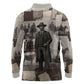 Bass Reeves Black Cowboy Lawman Long Sleeve Polo Shirt Vintage Newspaper Collage Old West Legend Sketch