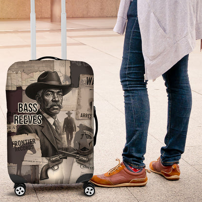 Bass Reeves Black Cowboy Lawman Luggage Cover Vintage Newspaper Collage Old West Legend Sketch