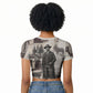 Bass Reeves Black Cowboy Lawman Raglan Cropped T shirt Vintage Newspaper Collage Old West Legend Sketch