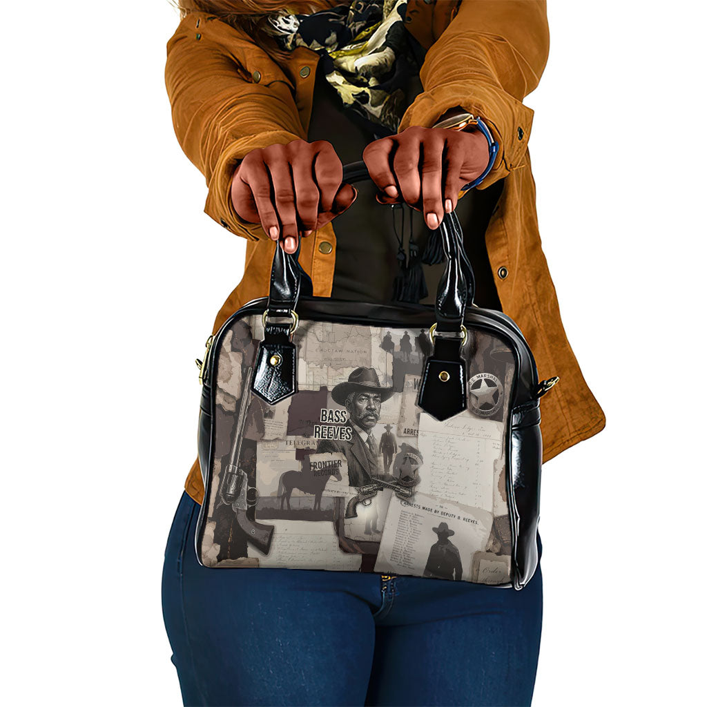 Bass Reeves Black Cowboy Lawman Shoulder Handbag Vintage Newspaper Collage Old West Legend Sketch