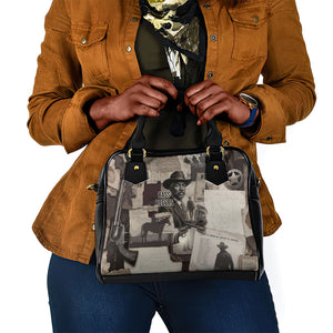Bass Reeves Black Cowboy Lawman Shoulder Handbag Vintage Newspaper Collage Old West Legend Sketch