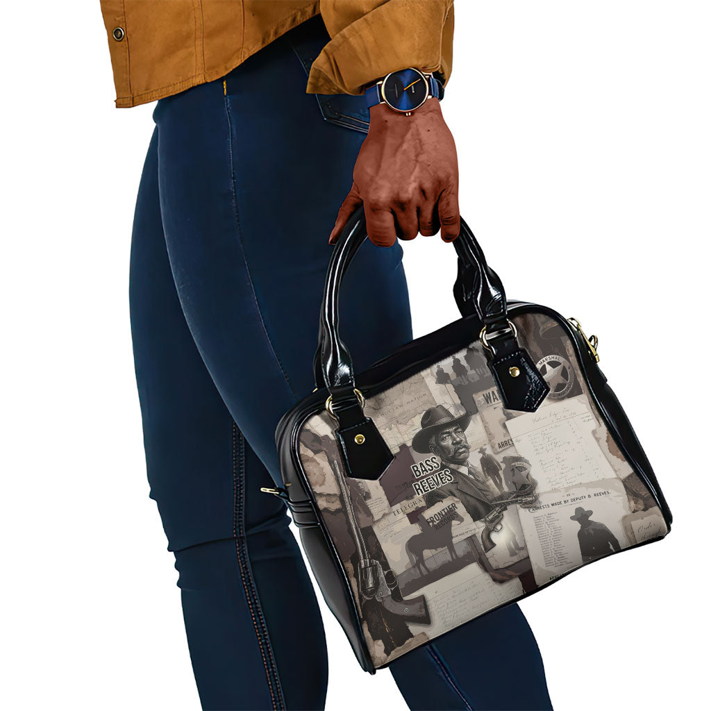 Bass Reeves Black Cowboy Lawman Shoulder Handbag Vintage Newspaper Collage Old West Legend Sketch