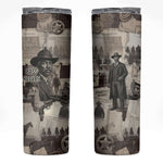 Bass Reeves Black Cowboy Lawman Skinny Tumbler Vintage Newspaper Collage Old West Legend Sketch