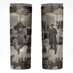Bass Reeves Black Cowboy Lawman Skinny Tumbler Vintage Newspaper Collage Old West Legend Sketch