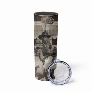 Bass Reeves Black Cowboy Lawman Skinny Tumbler Vintage Newspaper Collage Old West Legend Sketch