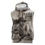 Bass Reeves Black Cowboy Lawman Sleeveless Hoodie Vintage Newspaper Collage Old West Legend Sketch