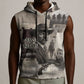 Bass Reeves Black Cowboy Lawman Sleeveless Hoodie Vintage Newspaper Collage Old West Legend Sketch