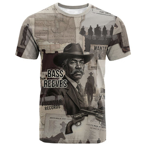 Bass Reeves Black Cowboy Lawman T shirt Vintage Newspaper Collage Old West Legend Sketch