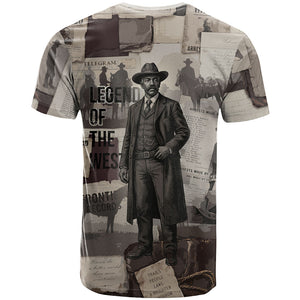 Bass Reeves Black Cowboy Lawman T shirt Vintage Newspaper Collage Old West Legend Sketch