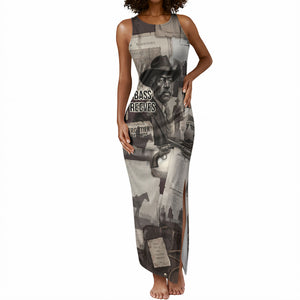 Bass Reeves Black Cowboy Lawman Tank Maxi Dress Vintage Newspaper Collage Old West Legend Sketch