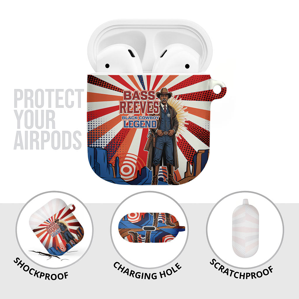 Bass Reeves Black Cowboy Legend AirPods Case Retro Comic Pop Art Sunburst Western US Marshal Badge