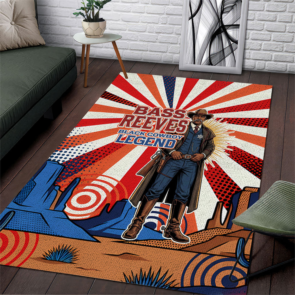 Bass Reeves Black Cowboy Legend Area Rug Retro Comic Pop Art Sunburst Western US Marshal Badge