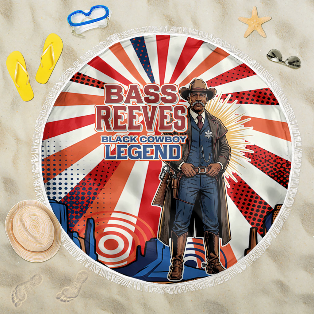 Bass Reeves Black Cowboy Legend Beach Blanket Retro Comic Pop Art Sunburst Western US Marshal Badge