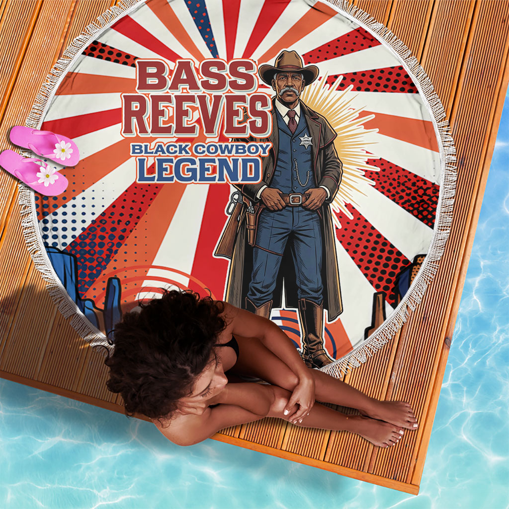 Bass Reeves Black Cowboy Legend Beach Blanket Retro Comic Pop Art Sunburst Western US Marshal Badge