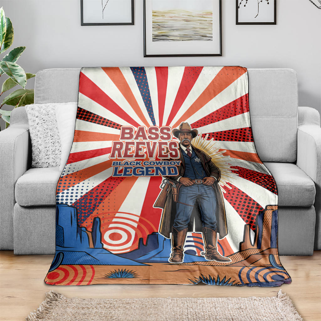 Bass Reeves Black Cowboy Legend Blanket Retro Comic Pop Art Sunburst Western US Marshal Badge