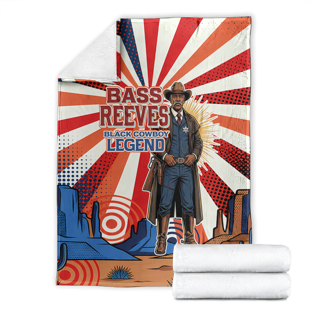 Bass Reeves Black Cowboy Legend Blanket Retro Comic Pop Art Sunburst Western US Marshal Badge