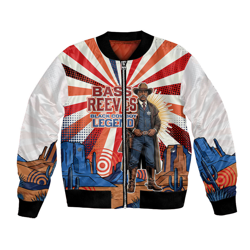 Bass Reeves Black Cowboy Legend Bomber Jacket Retro Comic Pop Art Sunburst Western US Marshal Badge