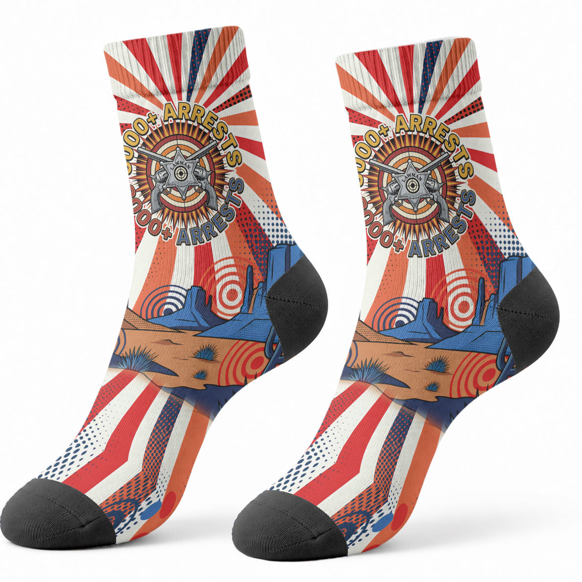 Bass Reeves Black Cowboy Legend Crew Socks Retro Comic Pop Art Sunburst Western US Marshal Badge
